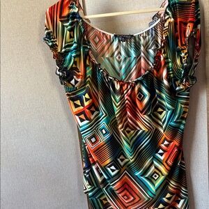 Ava & Grace Multicolor Geometric Blouse petite xl